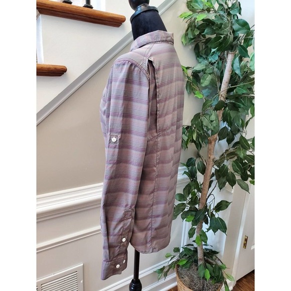 Columbia Women's Gray Polyester Collared Long Sleeve Buttons Down Casual Shirt M - Picture 6 of 10